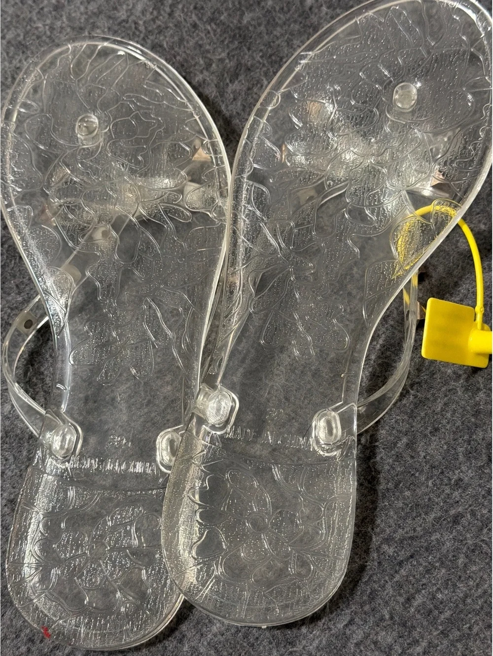 Clear Jelly Sandals with Studded Bow Accent Size 39